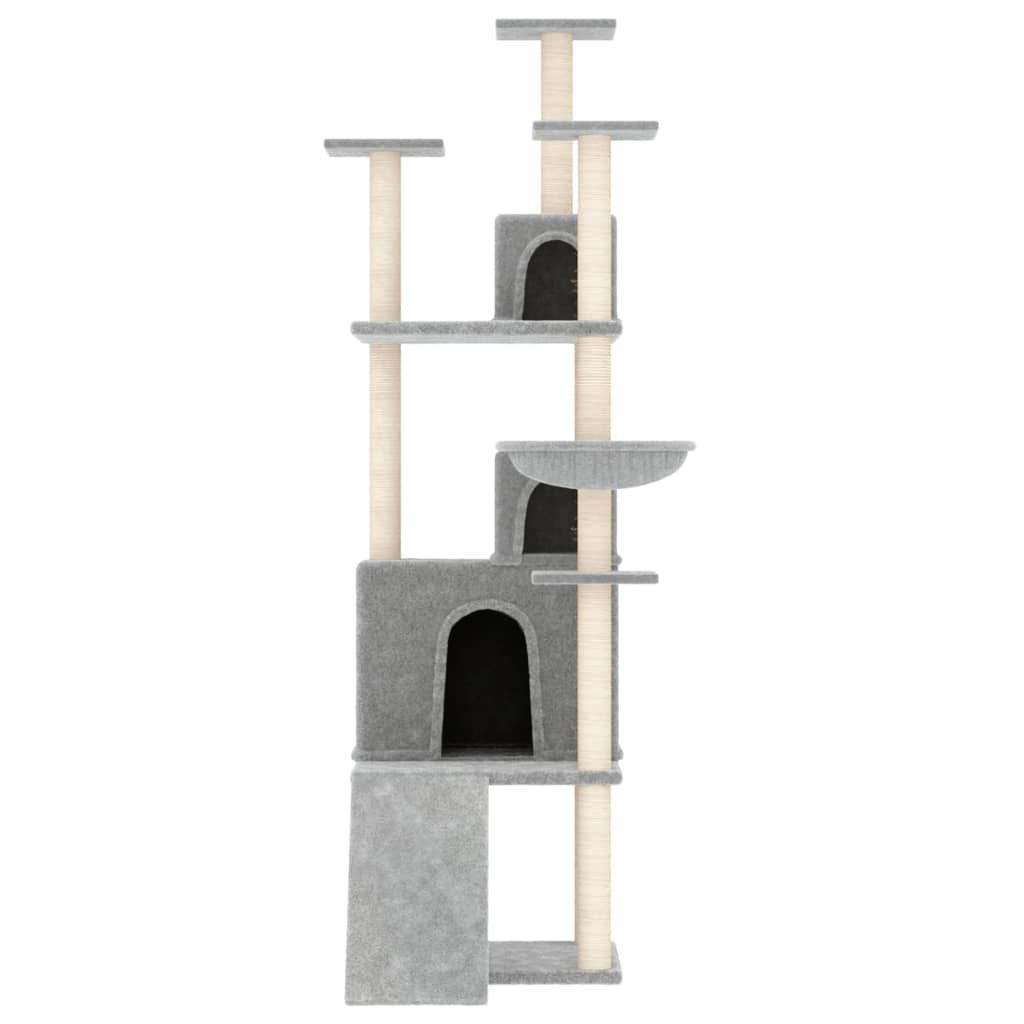 Albero per Gatti con Tiragraffi in Sisal Grigio Chiaro 175 cm - homemem39