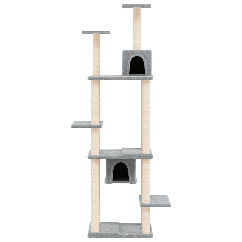 Albero per Gatti con Tiragraffi in Sisal Grigio Chiaro 176 cm - homemem39