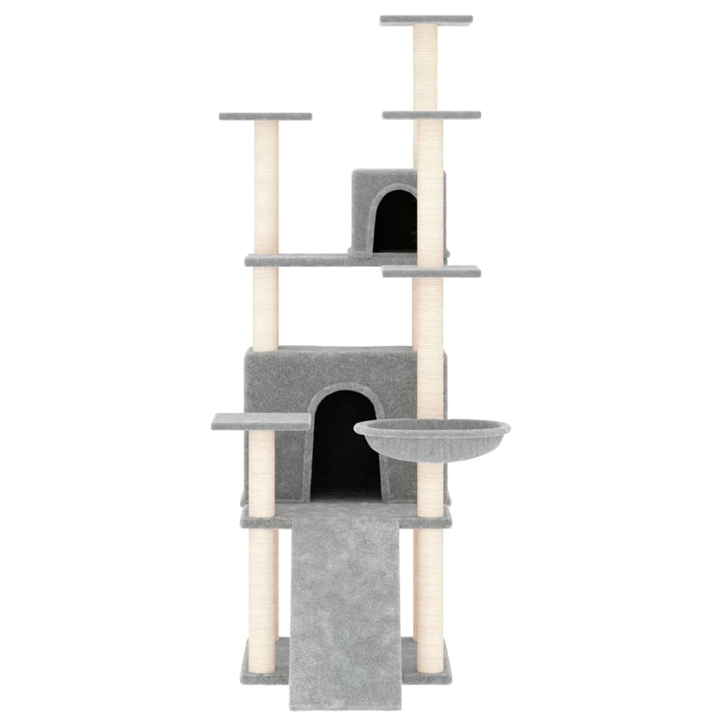 Albero per Gatti con Tiragraffi in Sisal Grigio Chiaro 154 cm - homemem39