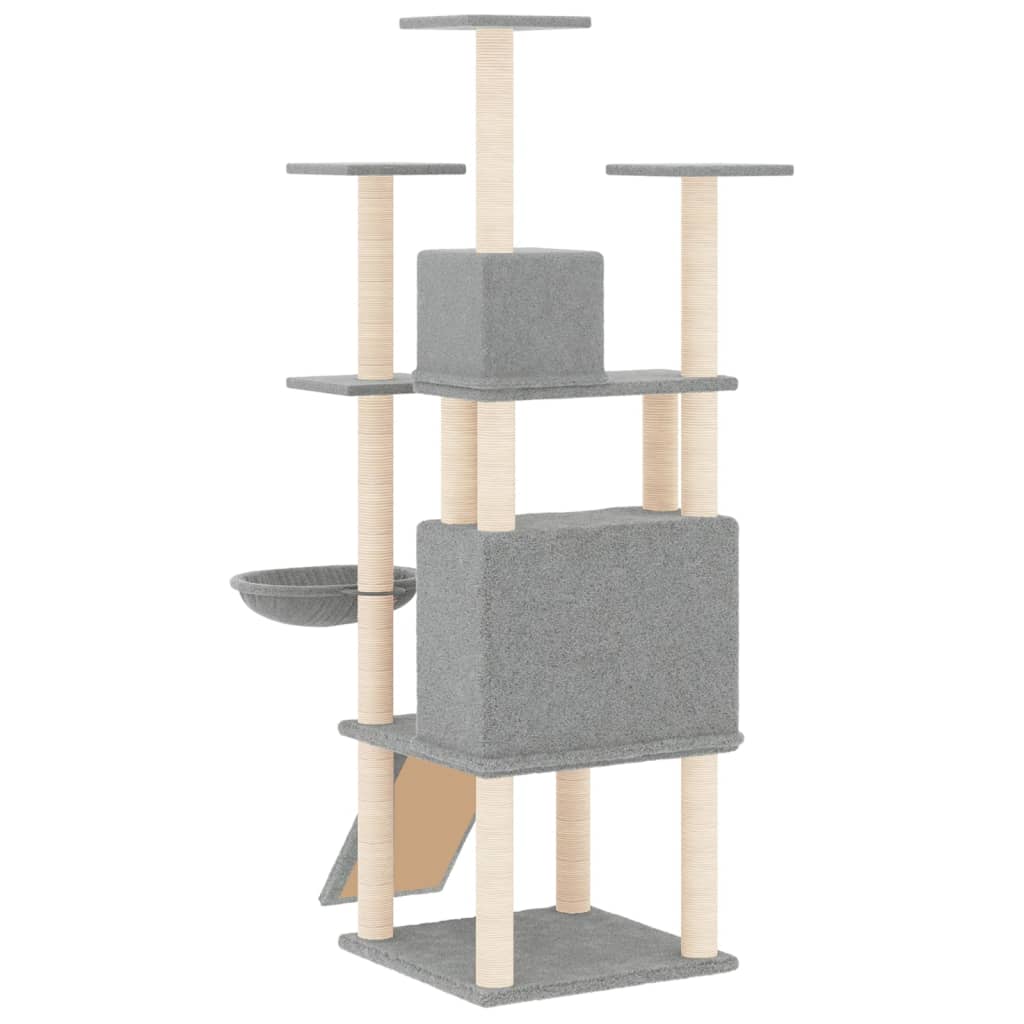 Albero per Gatti con Tiragraffi in Sisal Grigio Chiaro 154 cm - homemem39