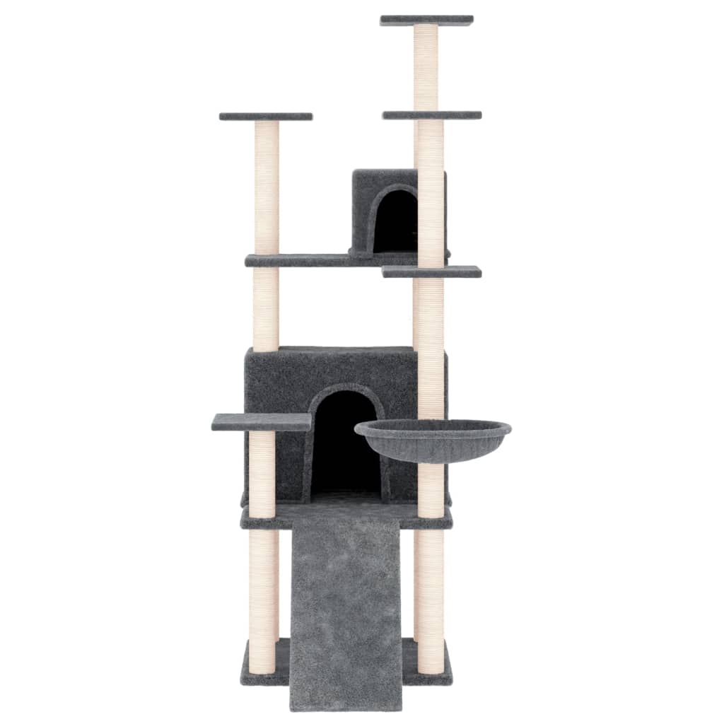 Albero per Gatti con Tiragraffi in Sisal Grigio Scuro 154 cm - homemem39