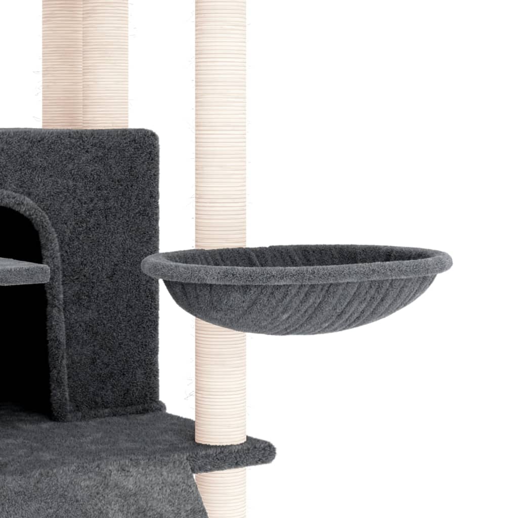 Albero per Gatti con Tiragraffi in Sisal Grigio Scuro 154 cm - homemem39