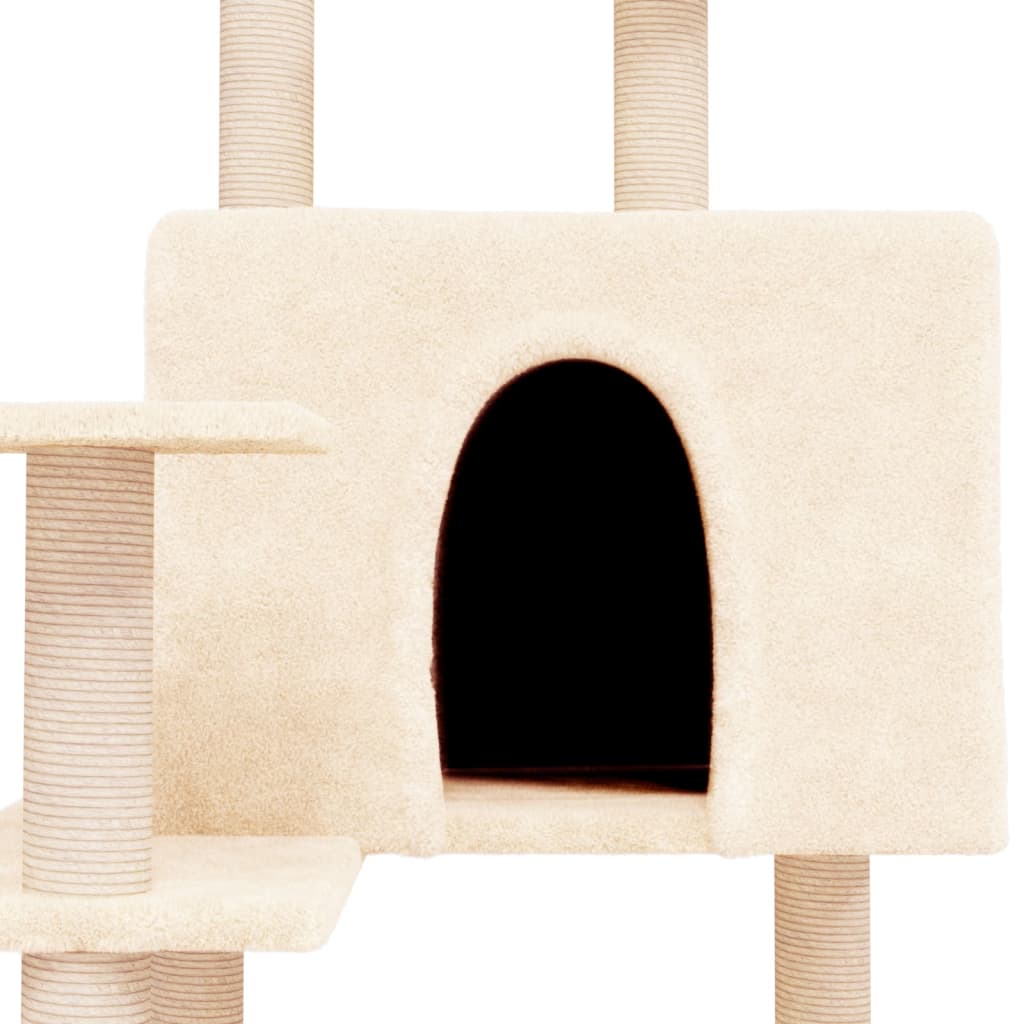 Albero per Gatti con Tiragraffi in Sisal Crema 153 cm - homemem39