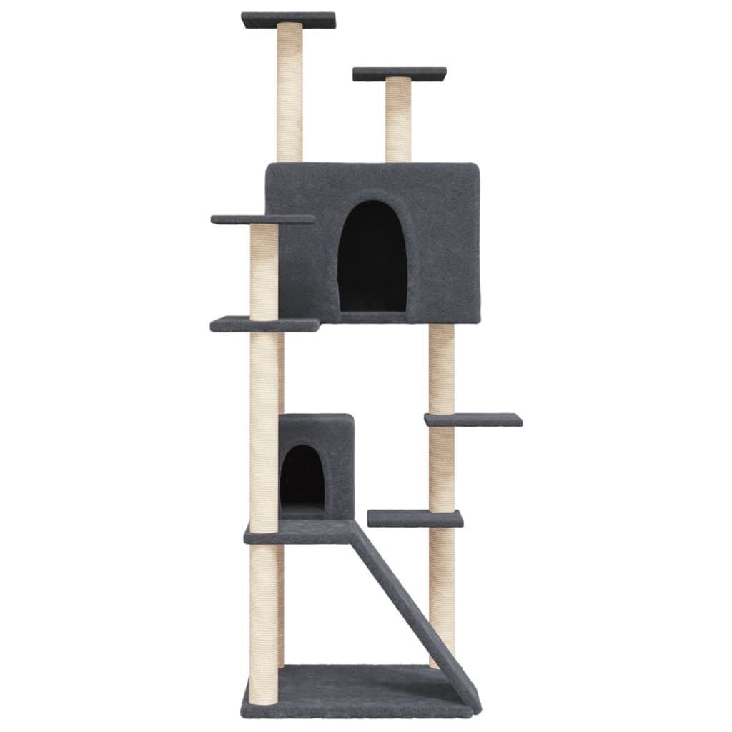 Albero per Gatti con Tiragraffi in Sisal Grigio Scuro 153 cm - homemem39
