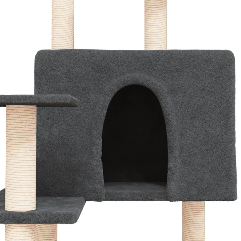Albero per Gatti con Tiragraffi in Sisal Grigio Scuro 153 cm - homemem39