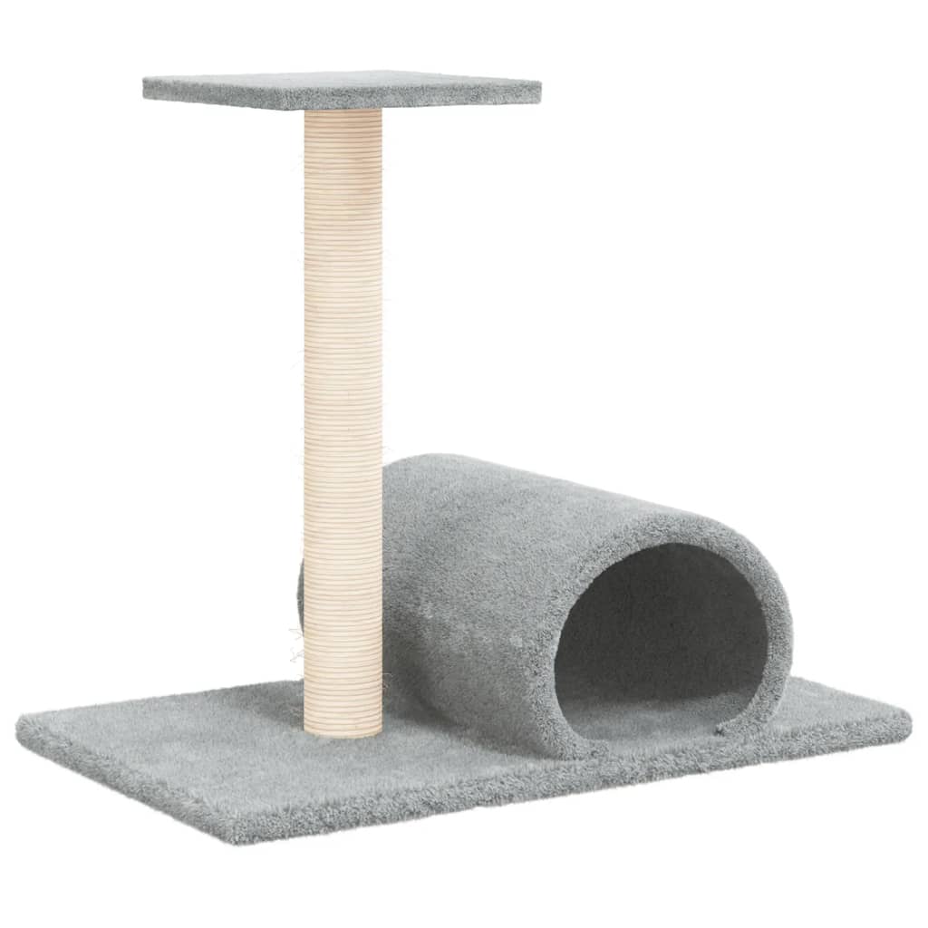 Palo Tiragraffi per Gatti con Tunnel Grigio Chiaro 60x34,5x50cm - homemem39