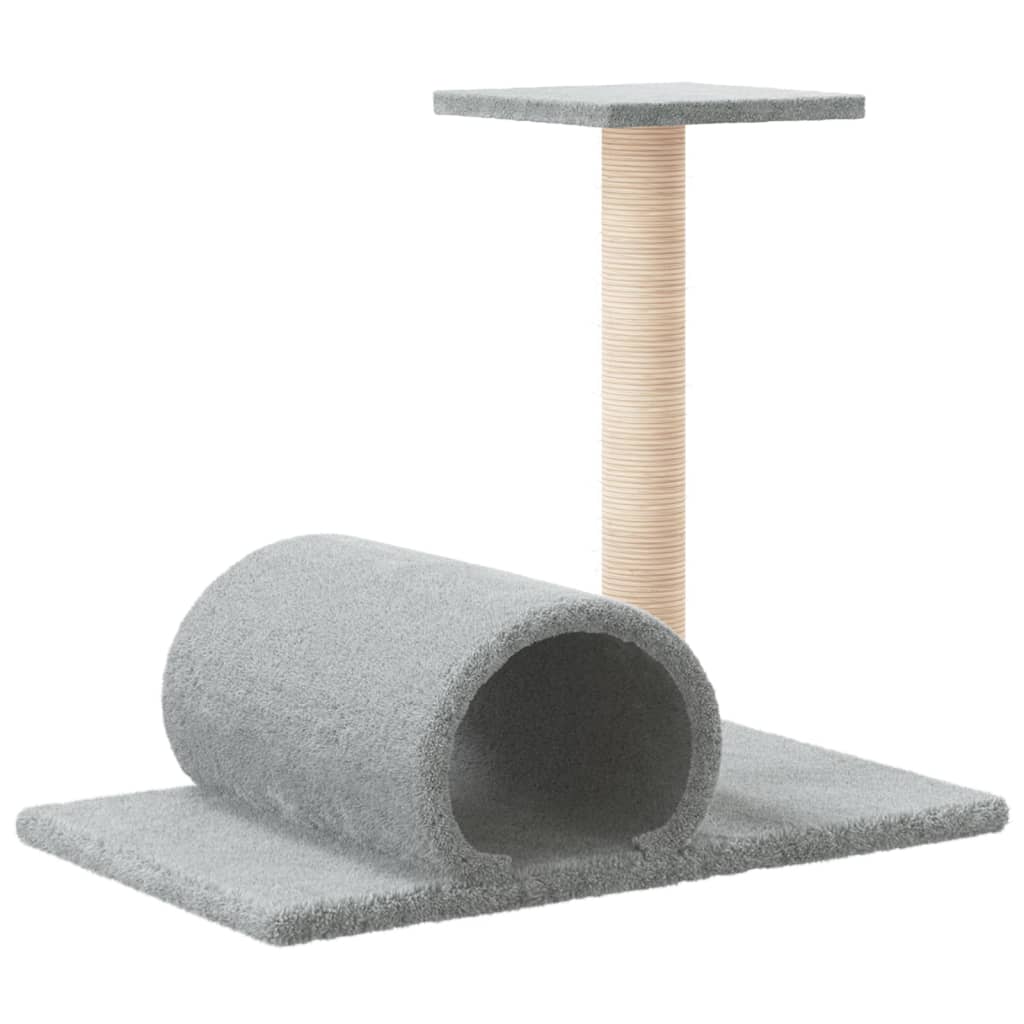 Palo Tiragraffi per Gatti con Tunnel Grigio Chiaro 60x34,5x50cm - homemem39