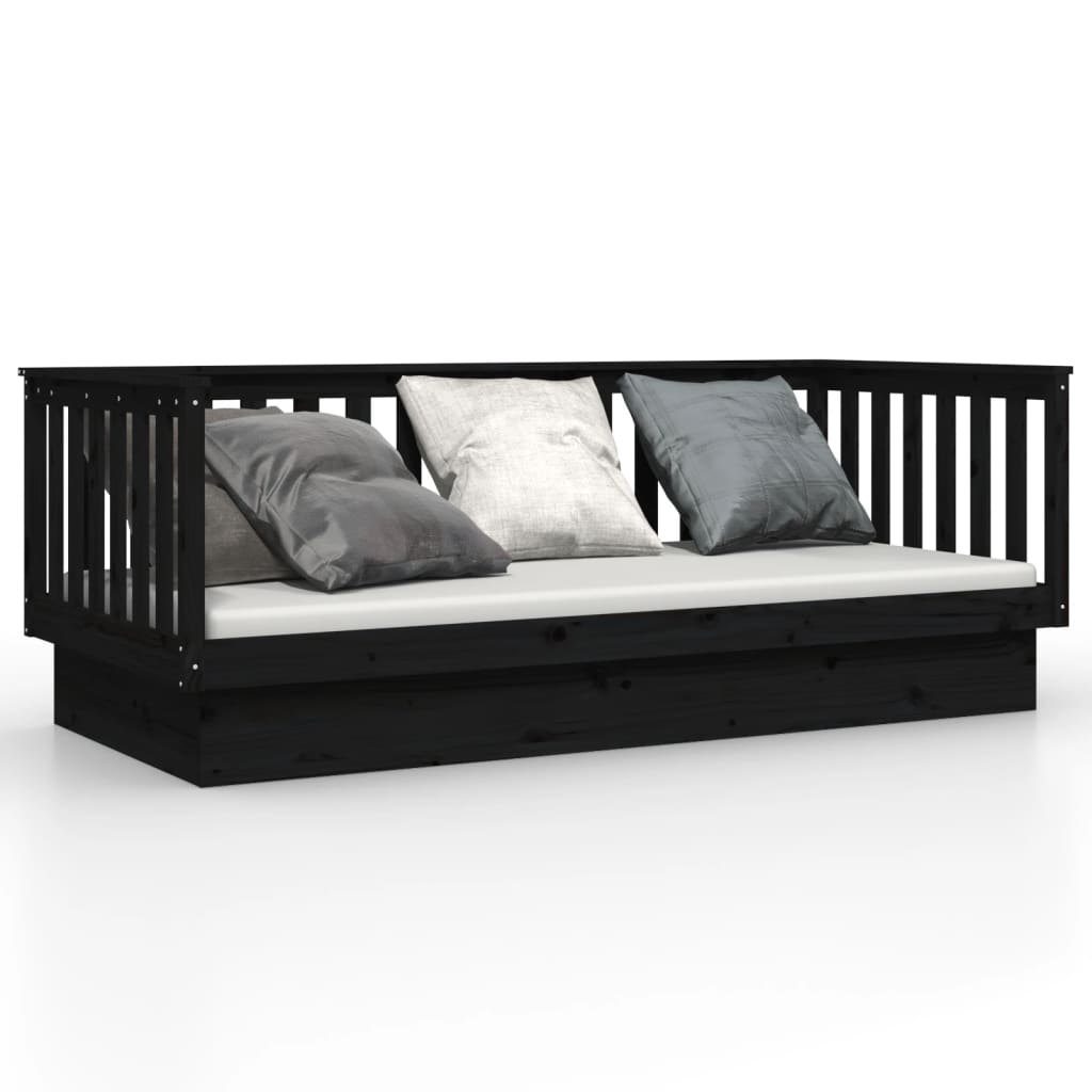 Dormeuse Nera 80x200 cm in Legno Massello di Pino - homemem39