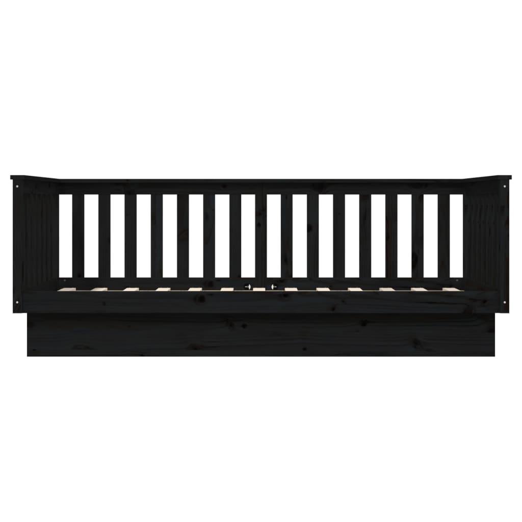 Dormeuse Nera 100x200 cm in Legno Massello di Pino - homemem39