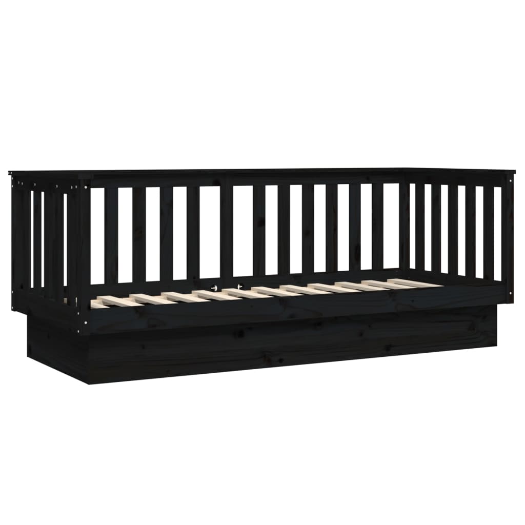 Dormeuse Nera 75x190 cm in Legno Massello di Pino - homemem39