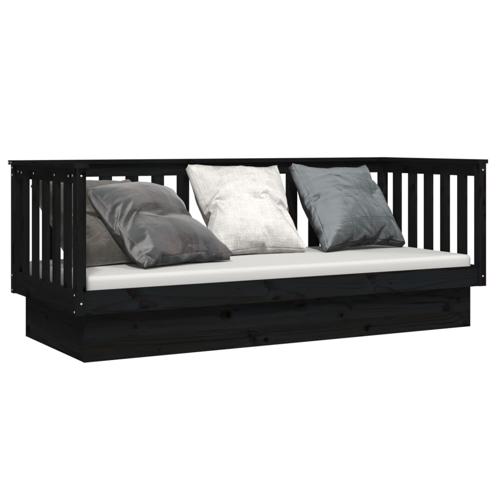 Dormeuse Nera 90x190 cm in Legno Massello di Pino - homemem39