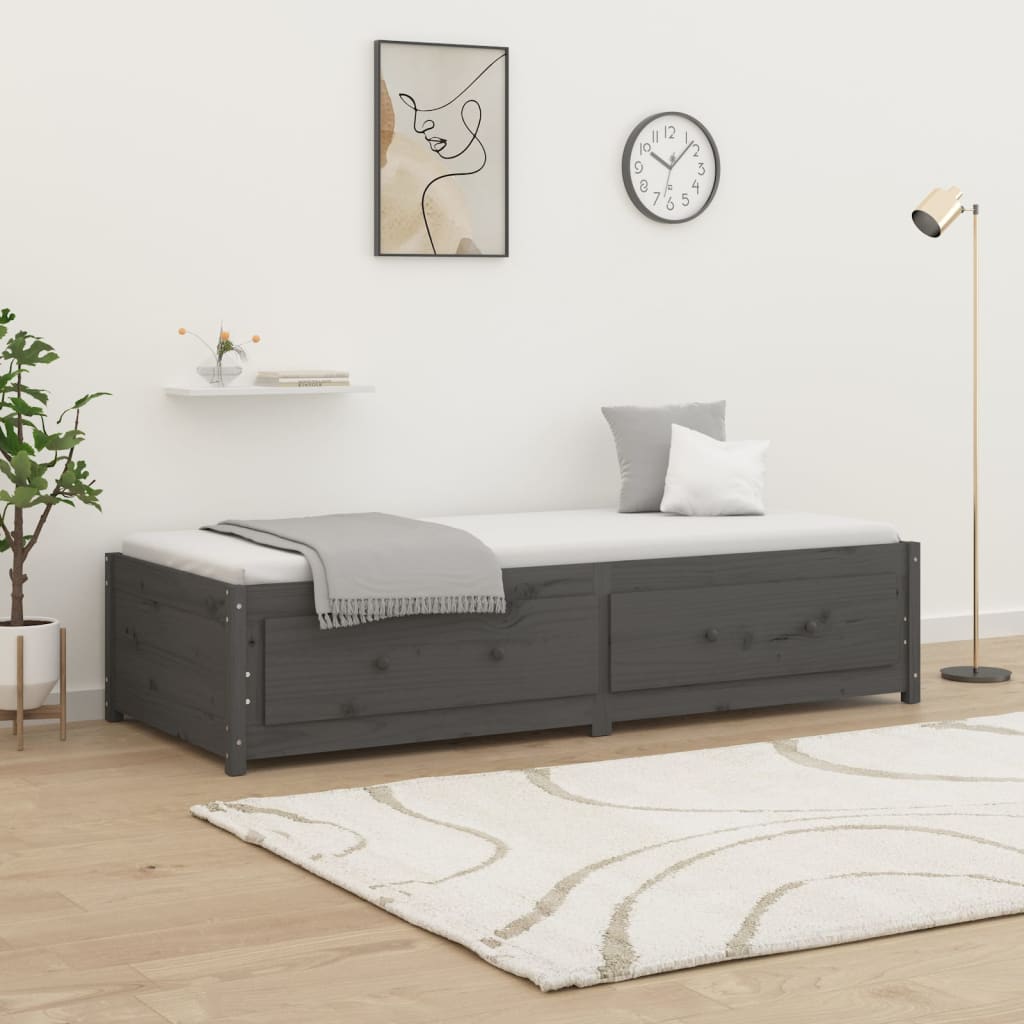 Dormeuse Grigia 90x200 cm in Legno Massello di Pino - homemem39
