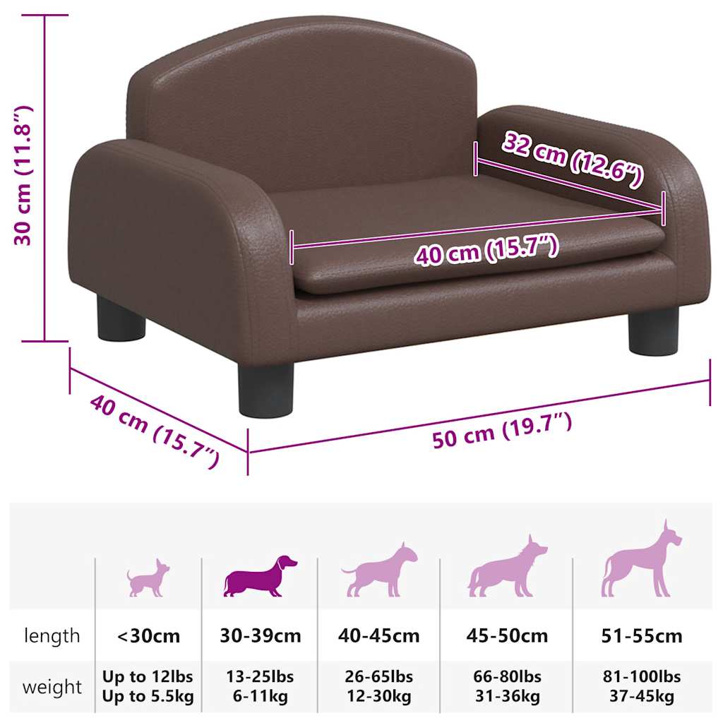 Lettino per Cani Marrone 50x40x30 cm in Similpelle | homemem39