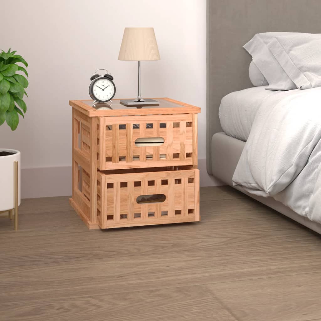 Comodino 34x34x34 cm in Legno Massello di Noce