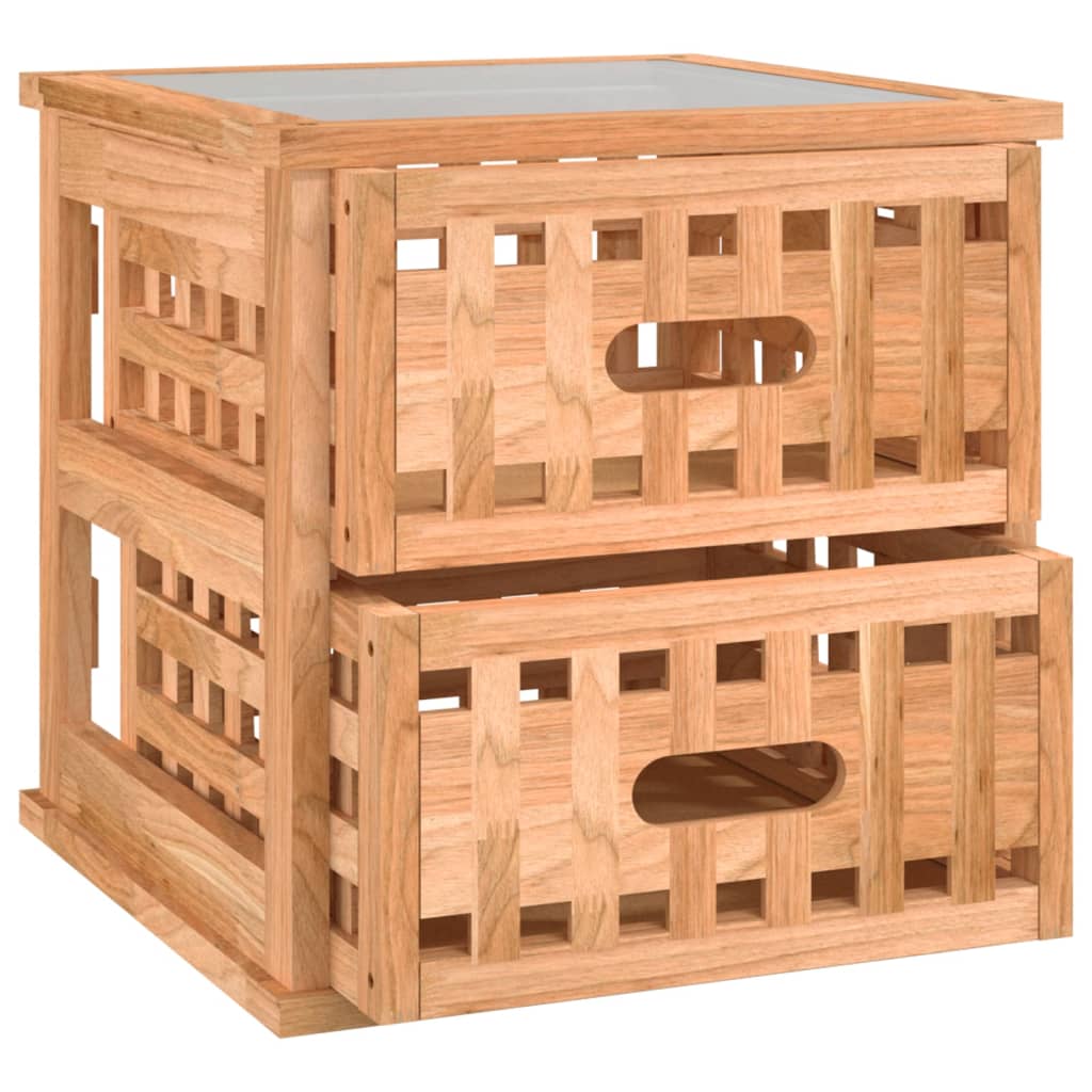 Comodini 2 pz 34x34x34 cm in Legno Massello di Noce - homemem39