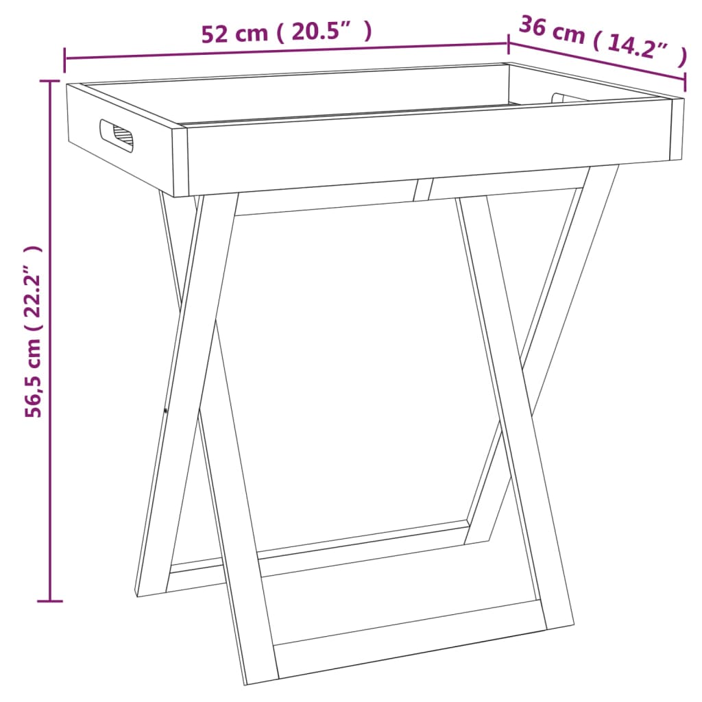 Tavolo a Vassoio Pieghevole 52x36x56,5cm Legno Massello di Noce - homemem39