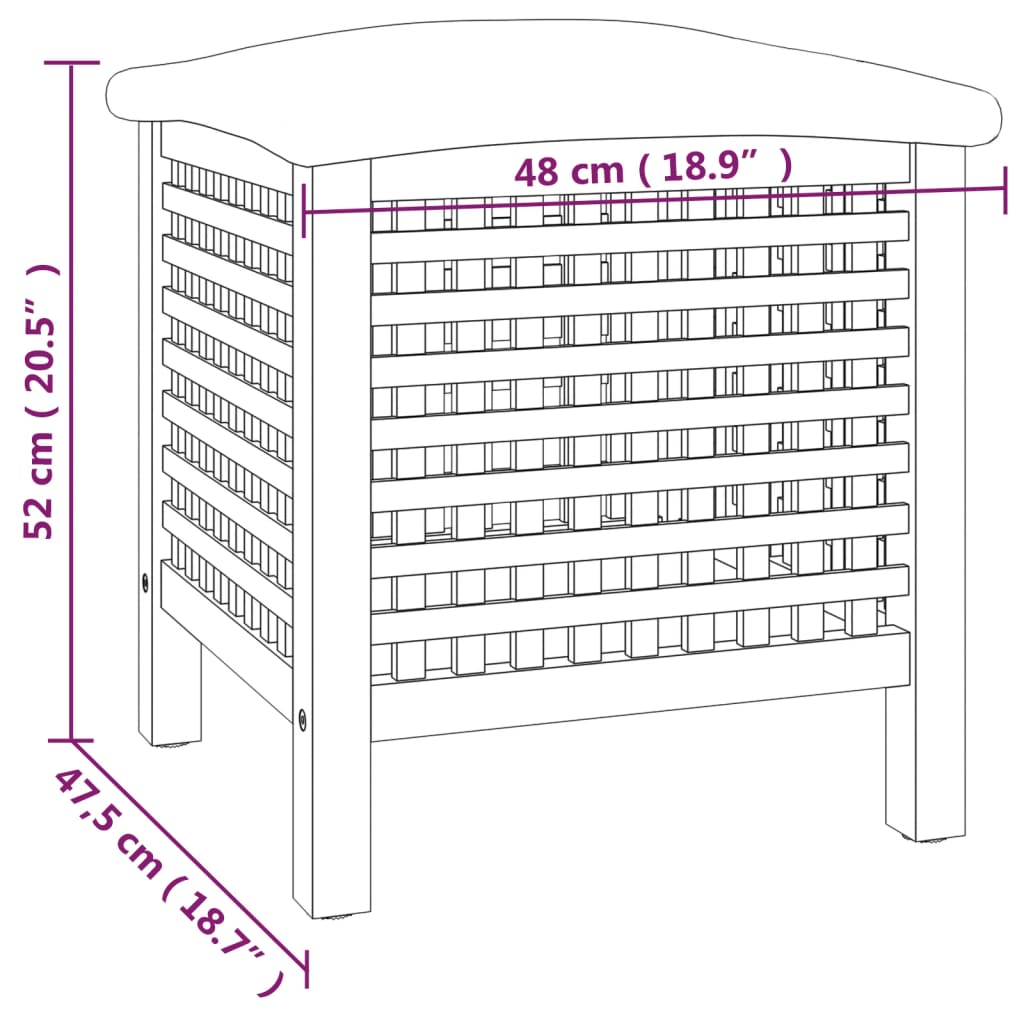 Sgabello da Bagno 48x47,5x52 cm in Legno Massello di Noce | homemem39