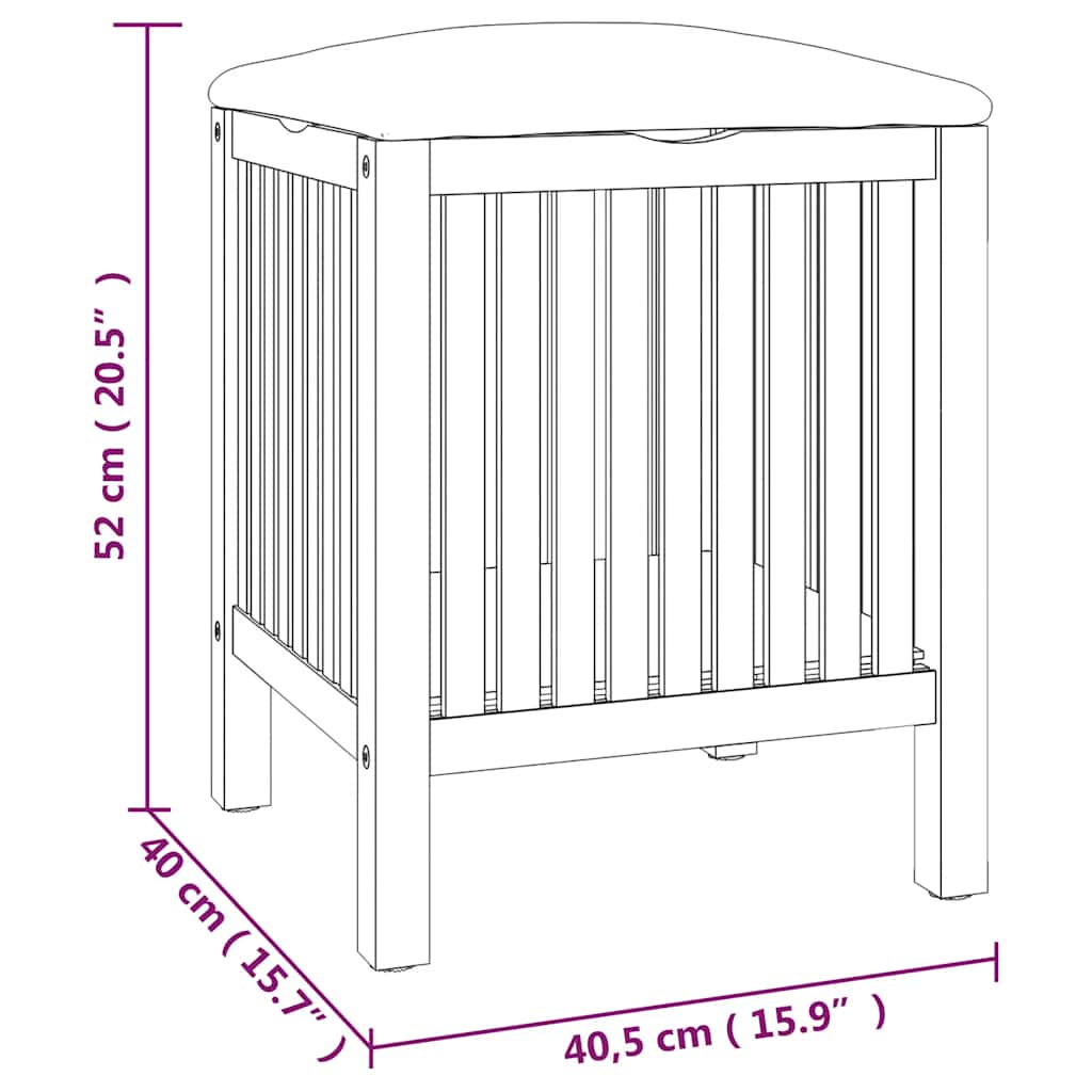 Sgabello da Bagno 40,5x40x52 cm in Legno Massello di Noce | homemem39