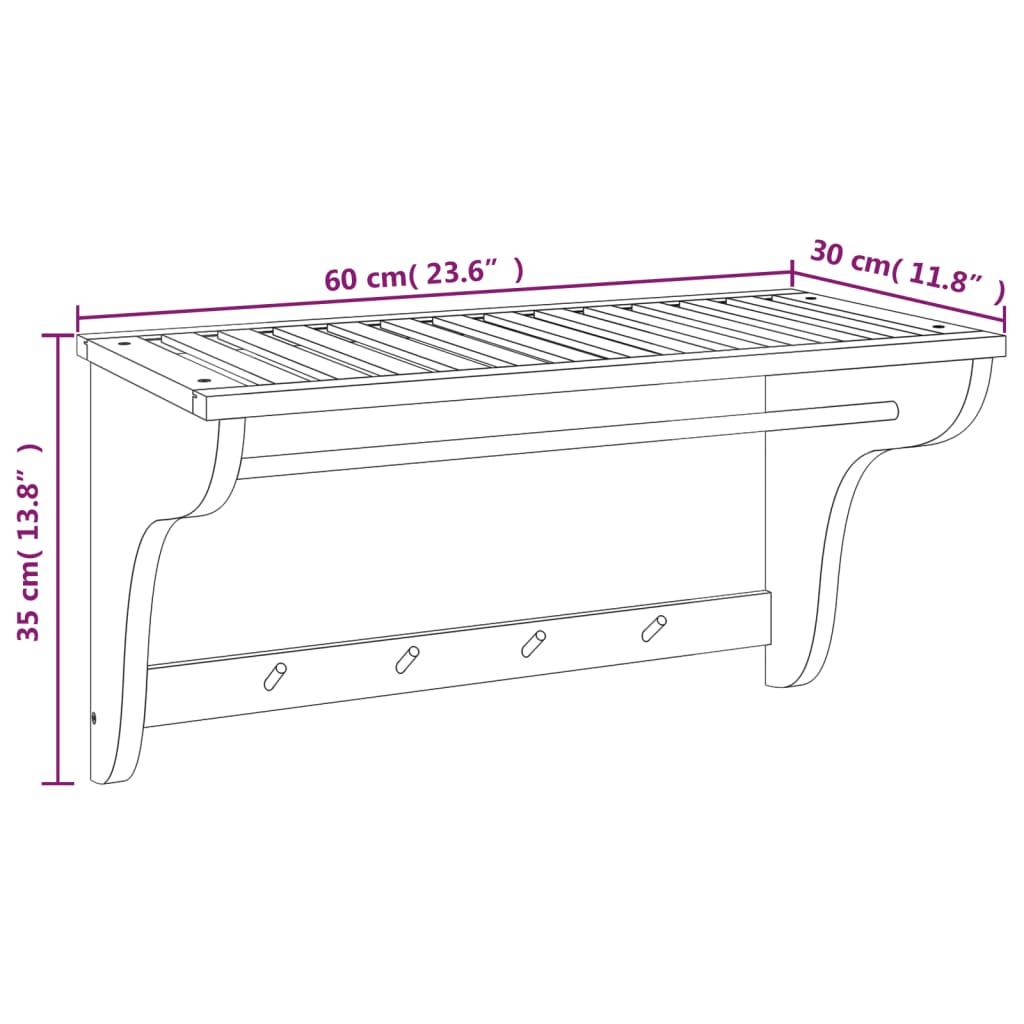 Portasciugamani 60x30x35 cm in Legno Massello di Noce - homemem39