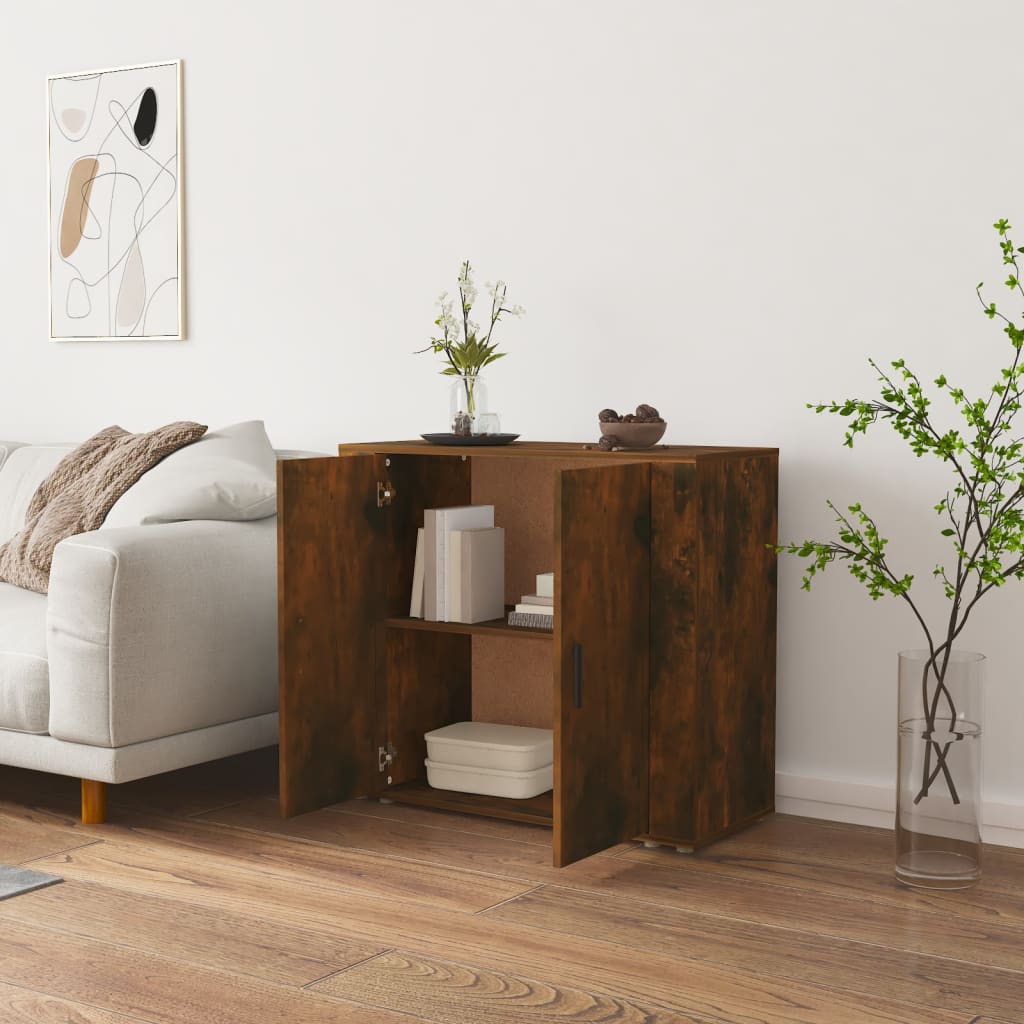 Credenza Rovere Fumo 80x33x70 cm in Legno Multistrato - homemem39