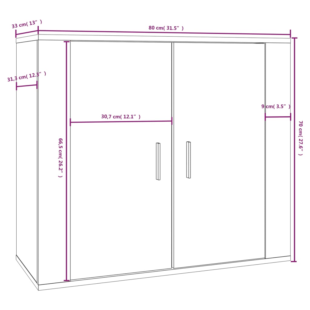 Credenza Rovere Fumo 80x33x70 cm in Legno Multistrato - homemem39