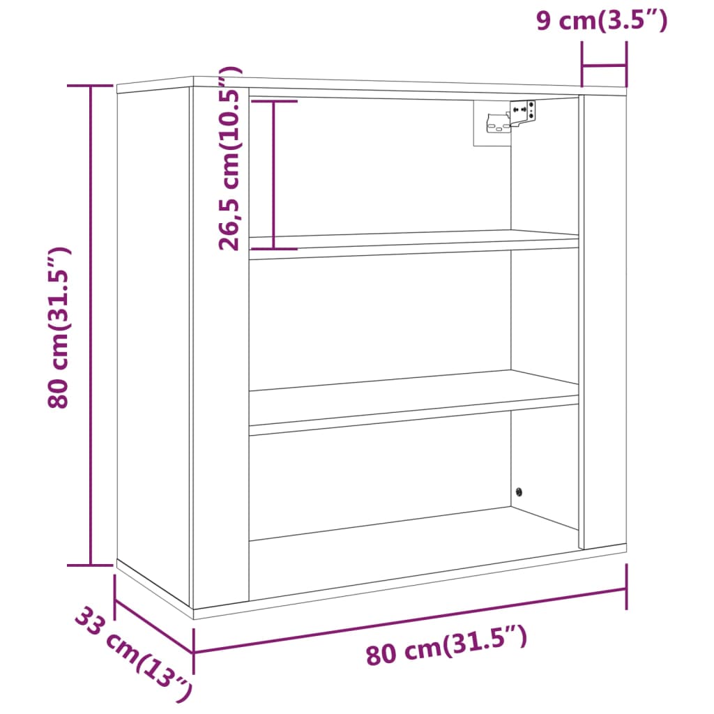Mobile a Parete Nero 80x33x80 cm in Legno Multistrato | homemem39