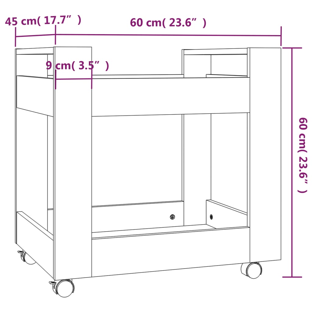 Carrello Scrivania Grigio Sonoma 60x45x60 cm Legno Multistrato | homemem39
