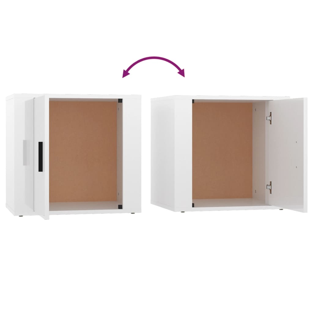 Comodini 2 pz in Bianco Lucido 50x39x47 cm - homemem39