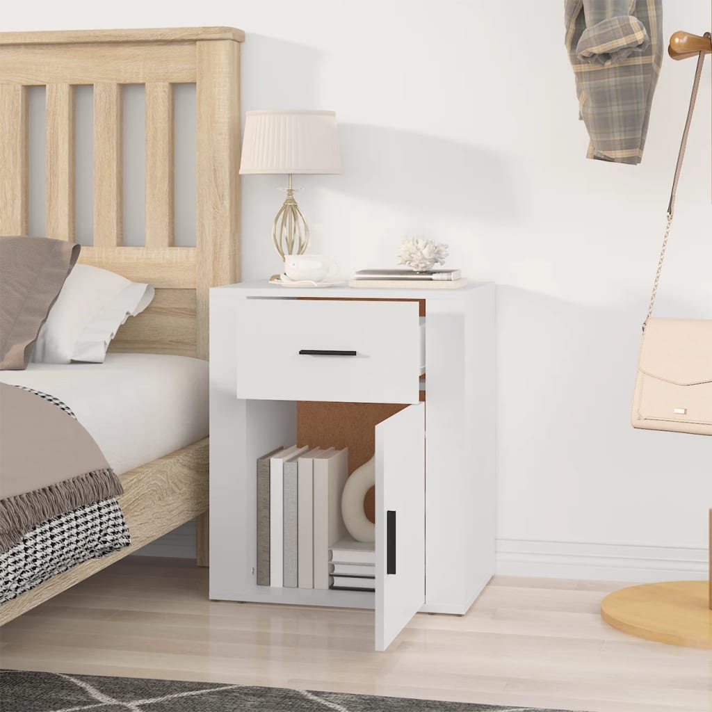 Comodino Bianco 50x36x60 cm in Legno Ingegnerizzato - homemem39