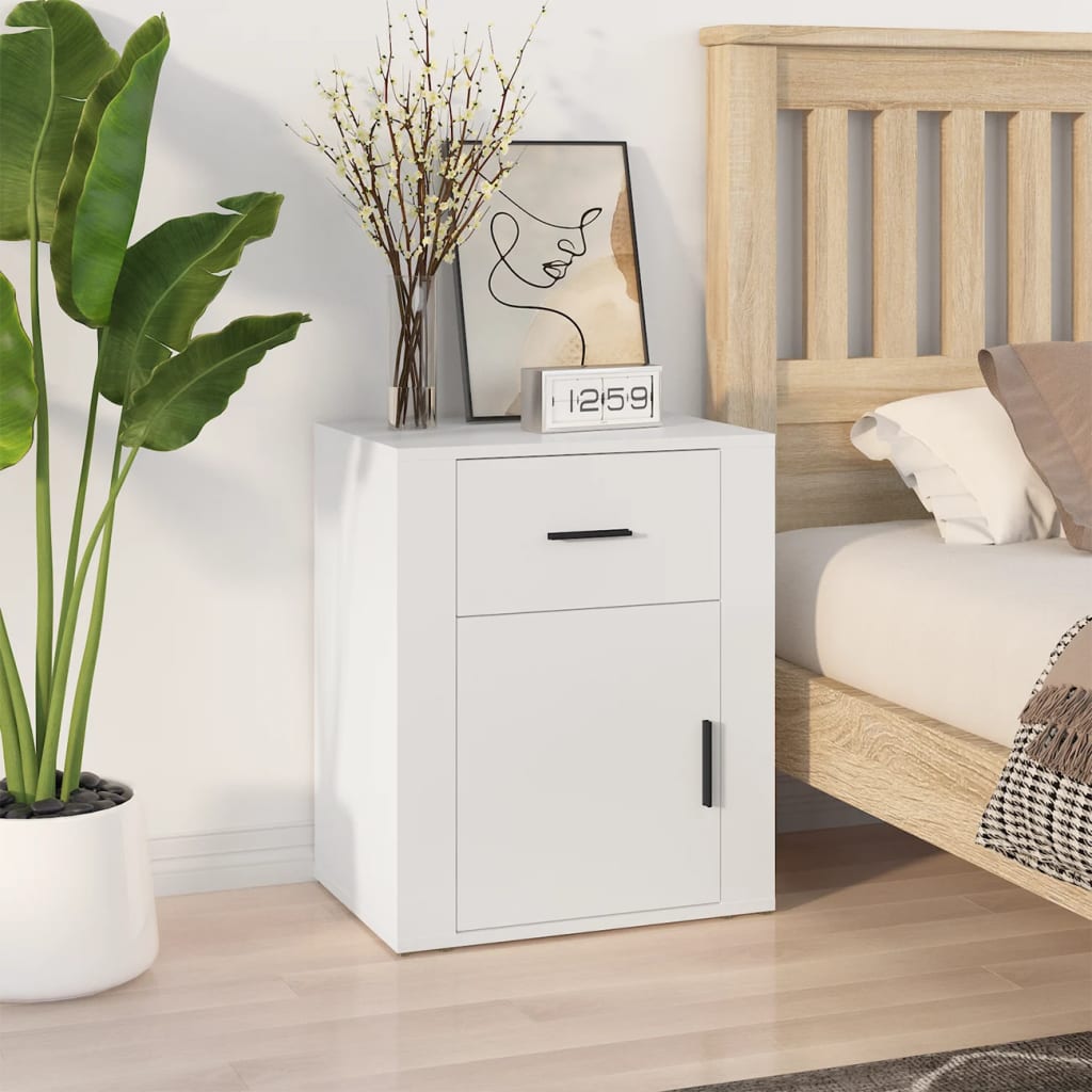 Comodino Bianco 50x36x60 cm in Legno Ingegnerizzato - homemem39