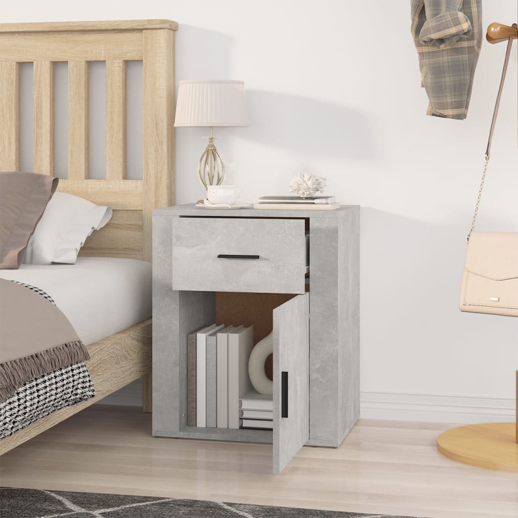 Comodino Grigio Cemento 50x36x60 cm in Legno Multistrato - homemem39