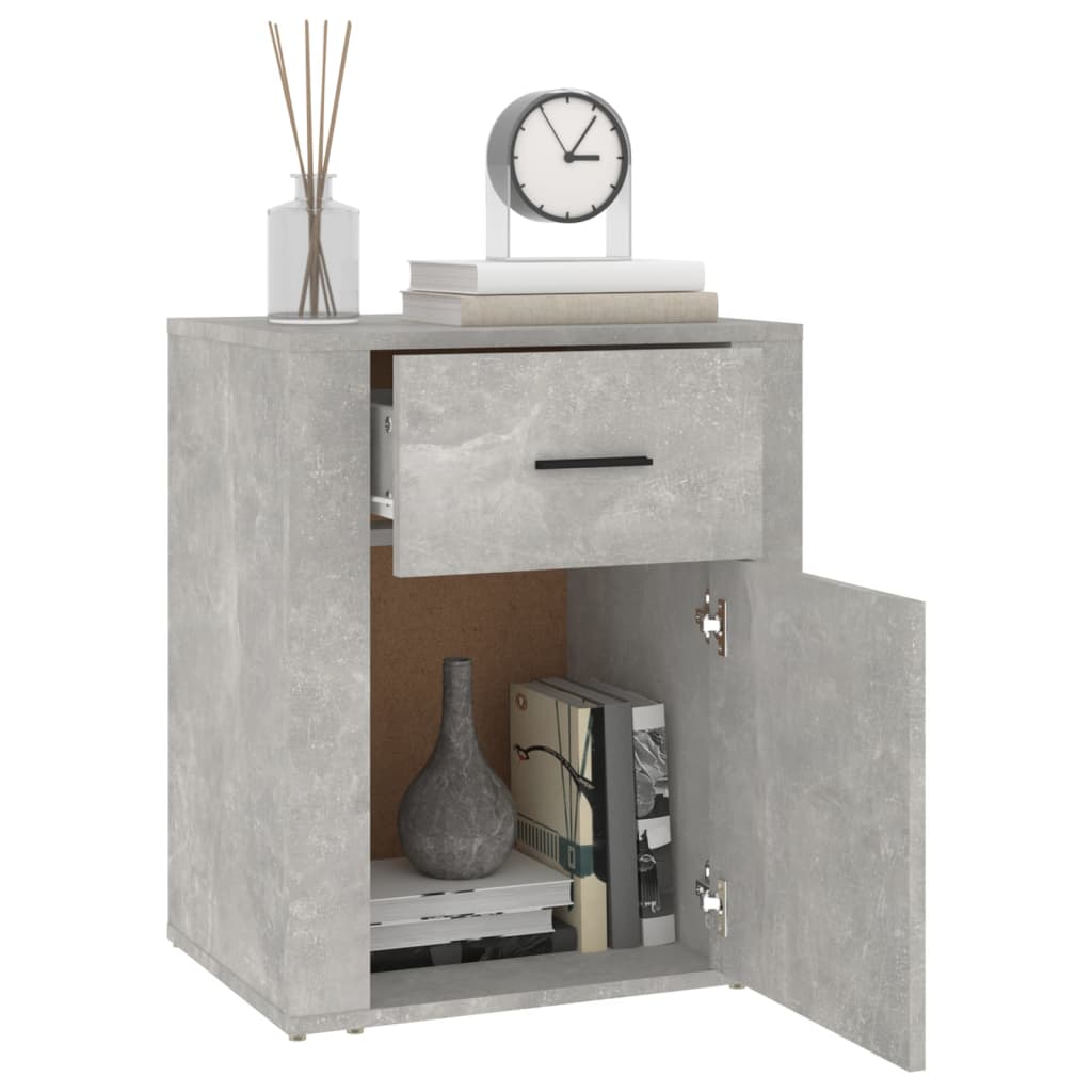 Comodino Grigio Cemento 50x36x60 cm in Legno Multistrato - homemem39