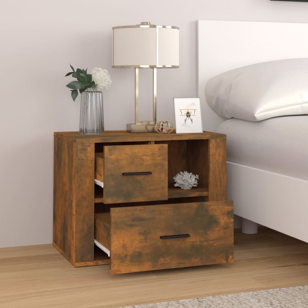 Comodino Rovere Fumo 60x36x45 cm Legno Multistrato - homemem39