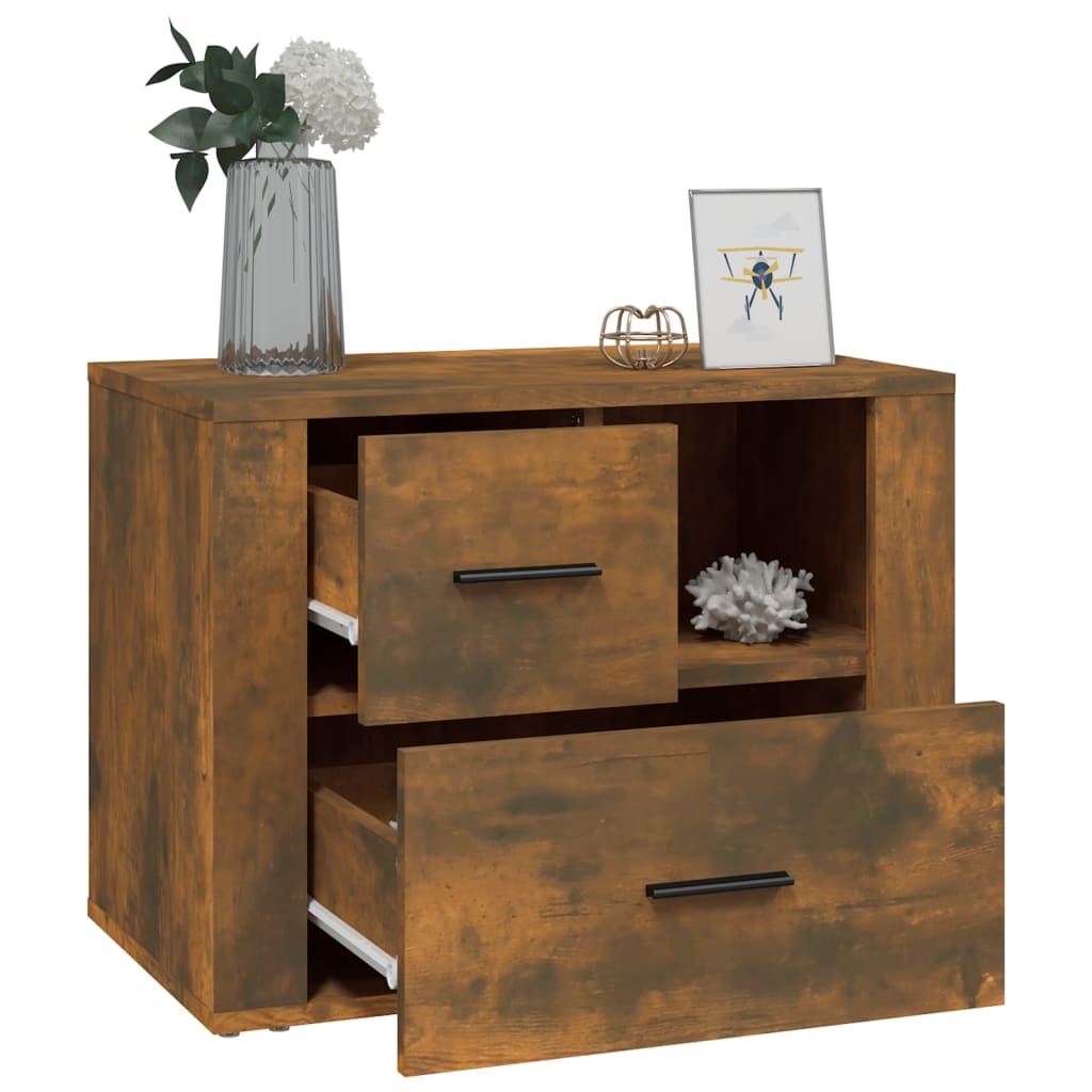 Comodino Rovere Fumo 60x36x45 cm Legno Multistrato - homemem39