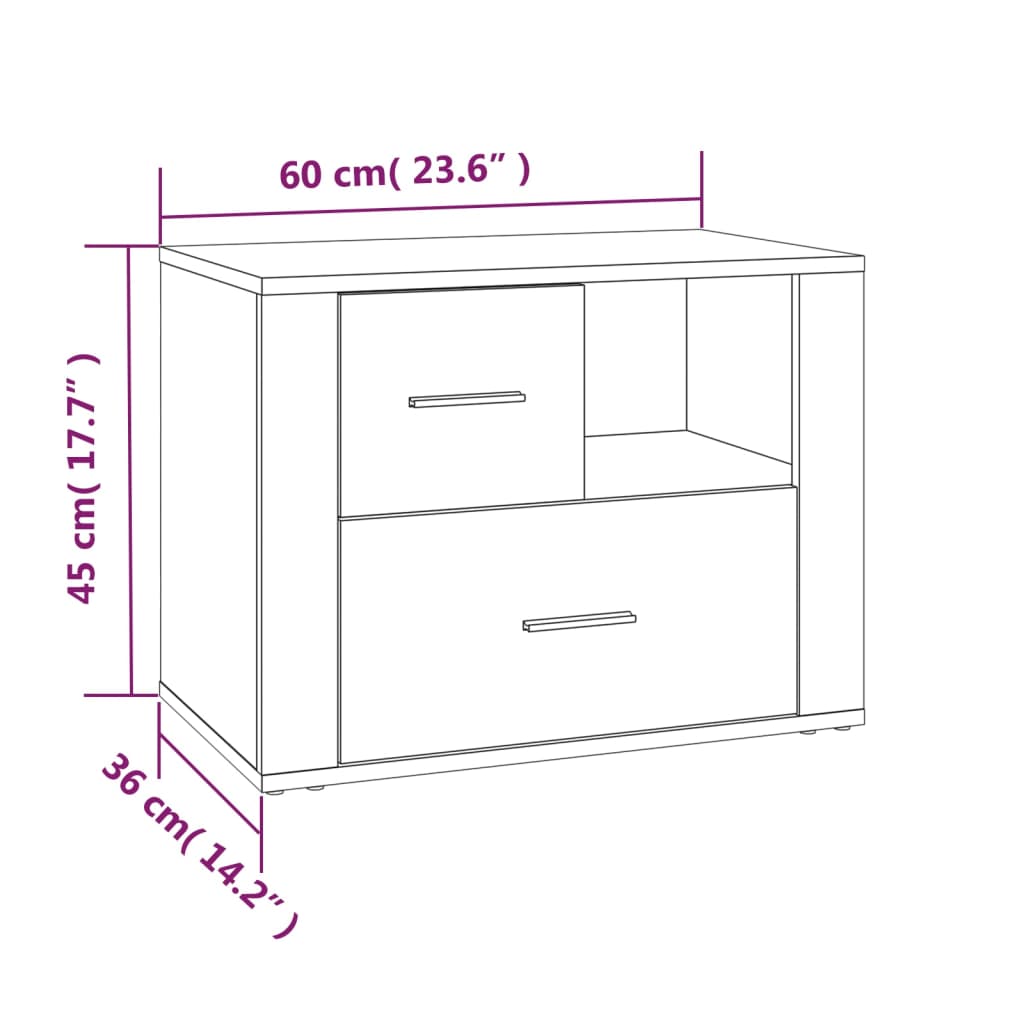 Comodino Rovere Fumo 60x36x45 cm Legno Multistrato | homemem39