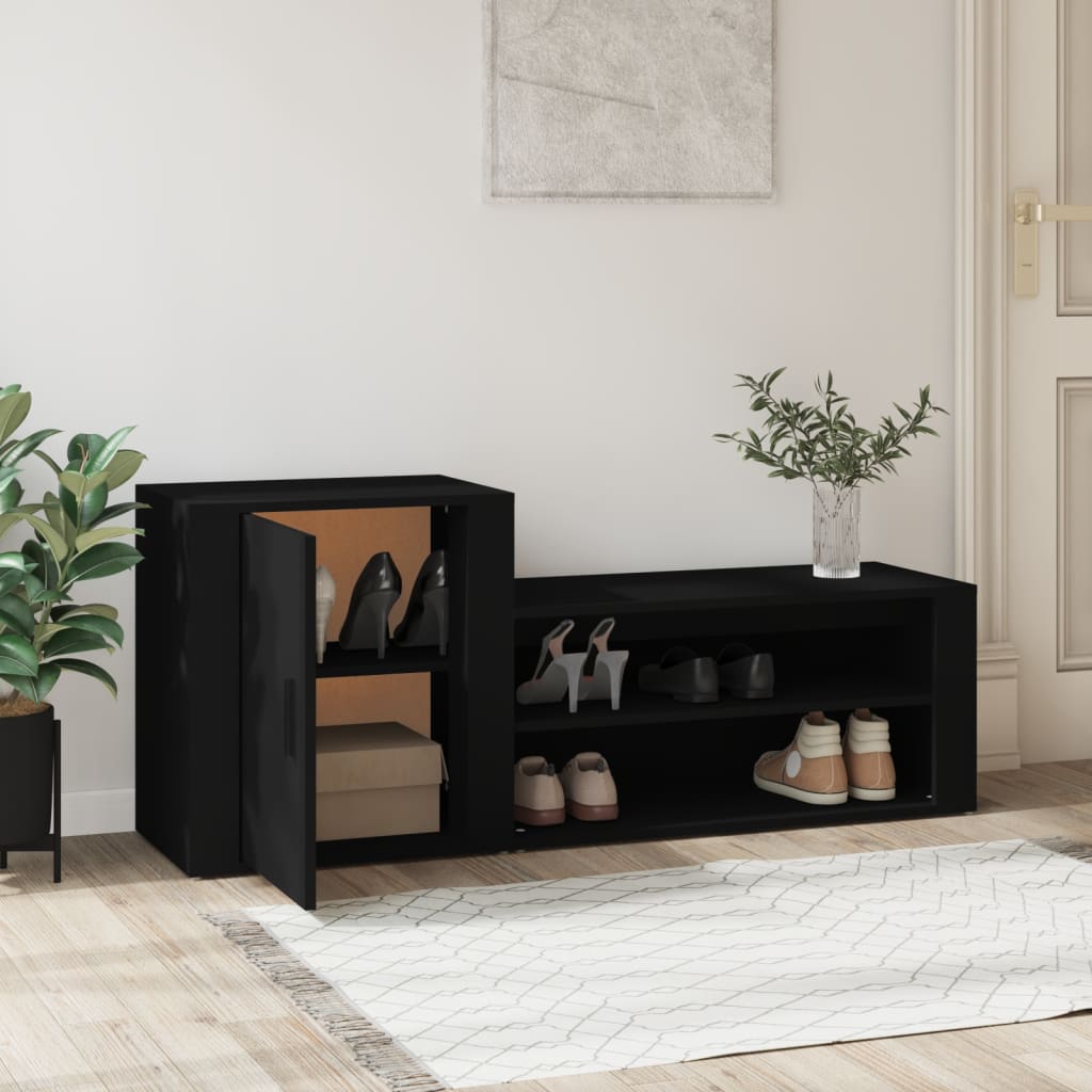Scarpiera Nera 130x35x54 cm in Legno Multistrato - homemem39