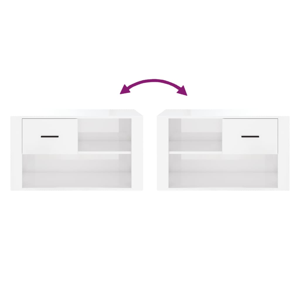 Scarpiera Bianco Lucido 80x35x45 cm in Legno Multistrato - homemem39