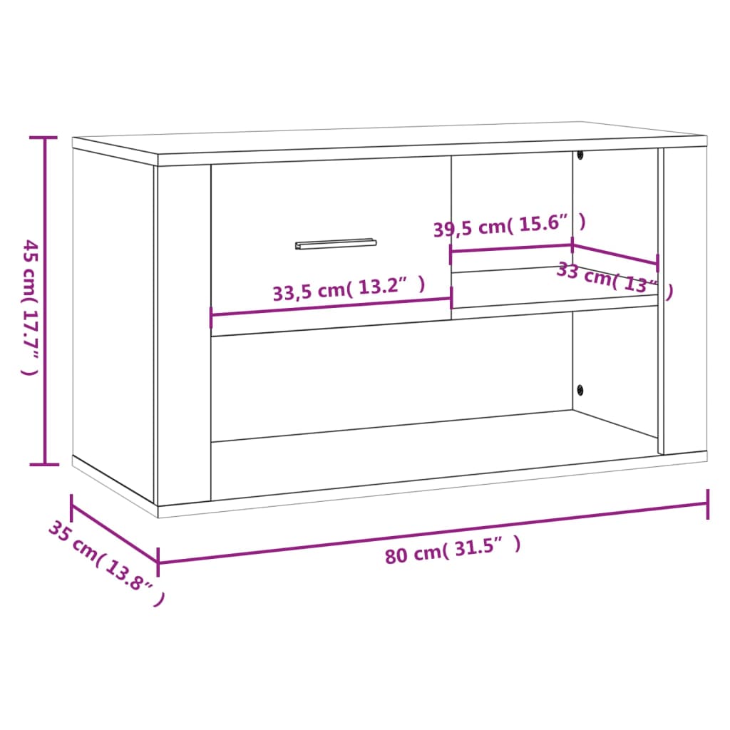 Scarpiera Bianco Lucido 80x35x45 cm in Legno Multistrato - homemem39
