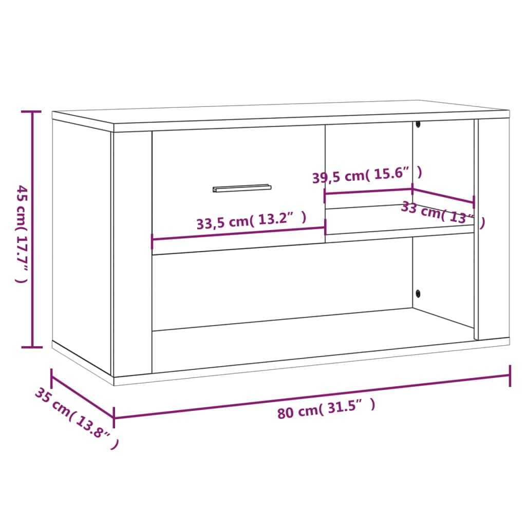 Scarpiera Grigio Cemento 80x35x45 cm in Legno Multistrato - homemem39