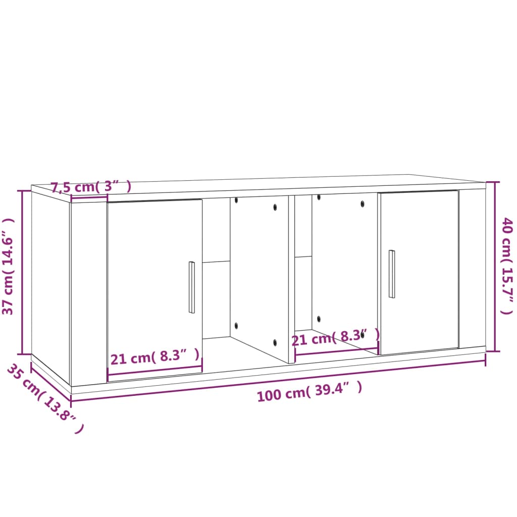 Mobile per TV Grigio Cemento 100x35x40 cm Legno Multistrato