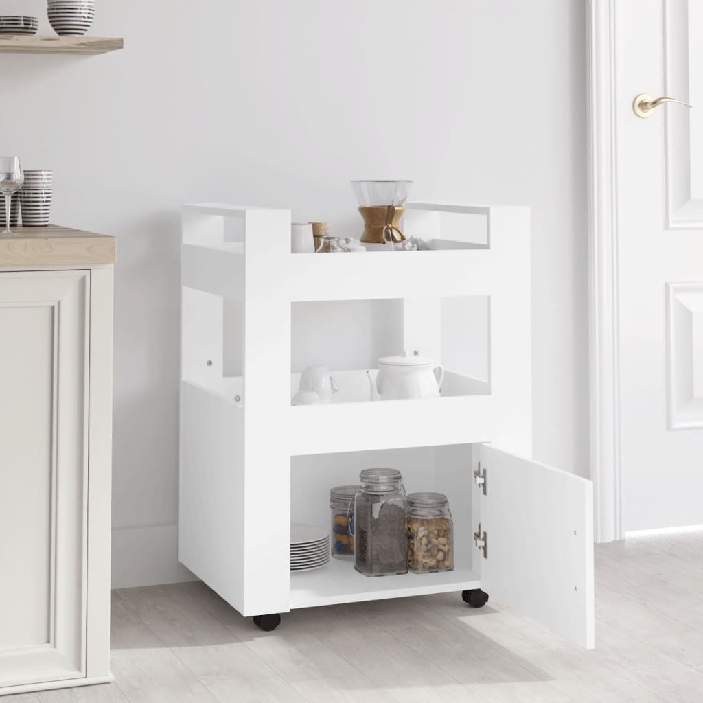 Carrello da Cucina Bianco 60x45x80 cm in Legno Multistrato - homemem39