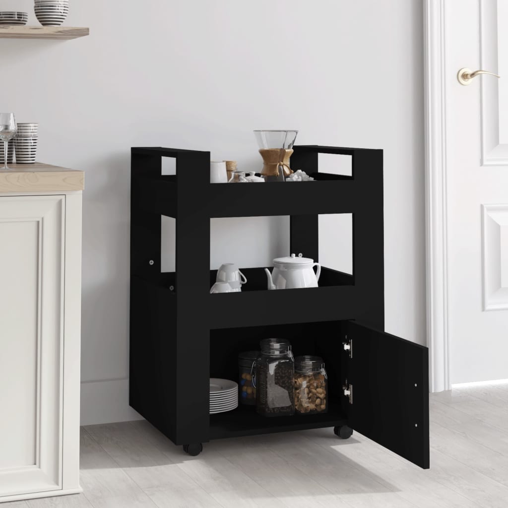 Carrello da Cucina Nero 60x45x80 cm in Legno Multistrato - homemem39