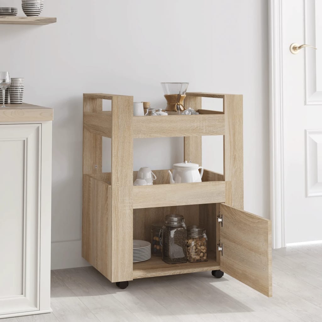 Carrello da Cucina rovere sonoma 60x45x80 cm Legno Multistrato - homemem39