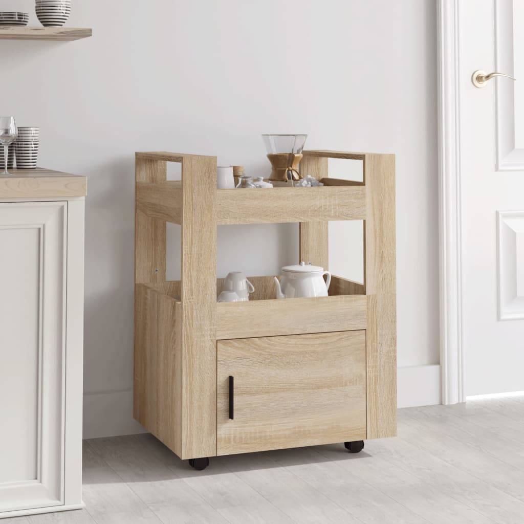Carrello da Cucina rovere sonoma 60x45x80 cm Legno Multistrato - homemem39