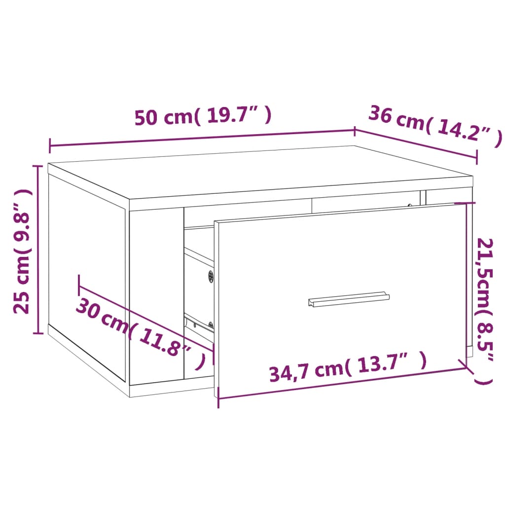 Comodini a Muro 2 pz Bianco Lucido 50x36x25 cm | homemem39