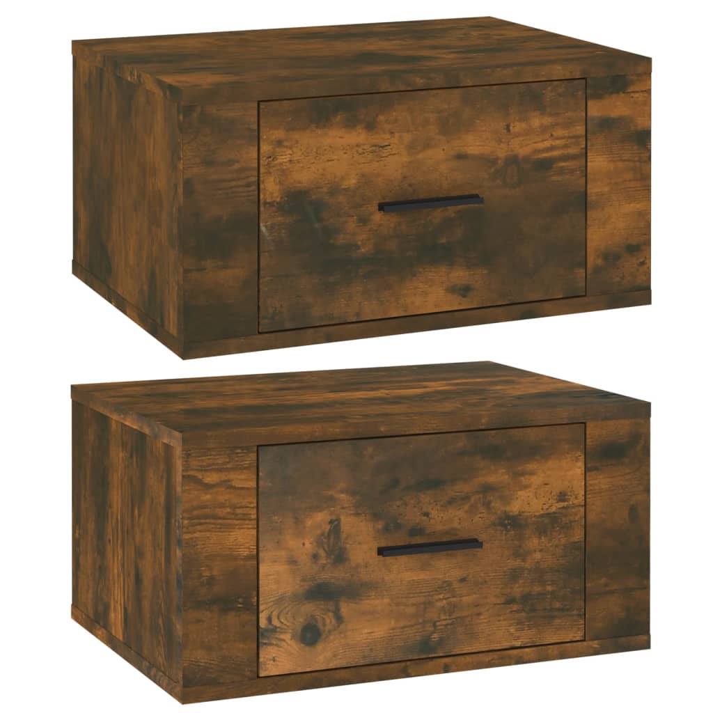 Comodini a Muro 2 pz Rovere Fumo 50x36x25 cm - homemem39