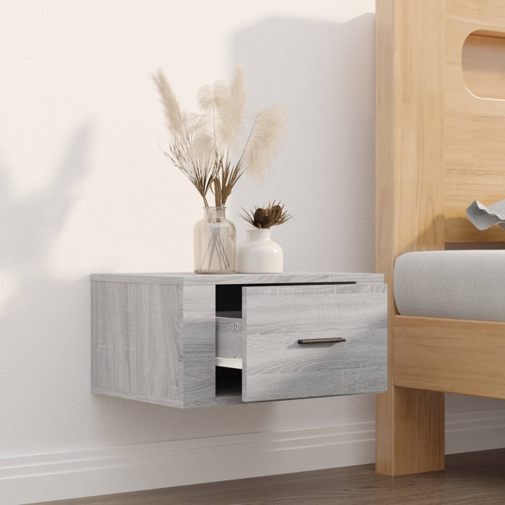 Comodino a Muro Grigio Sonoma 50x36x25 cm - homemem39