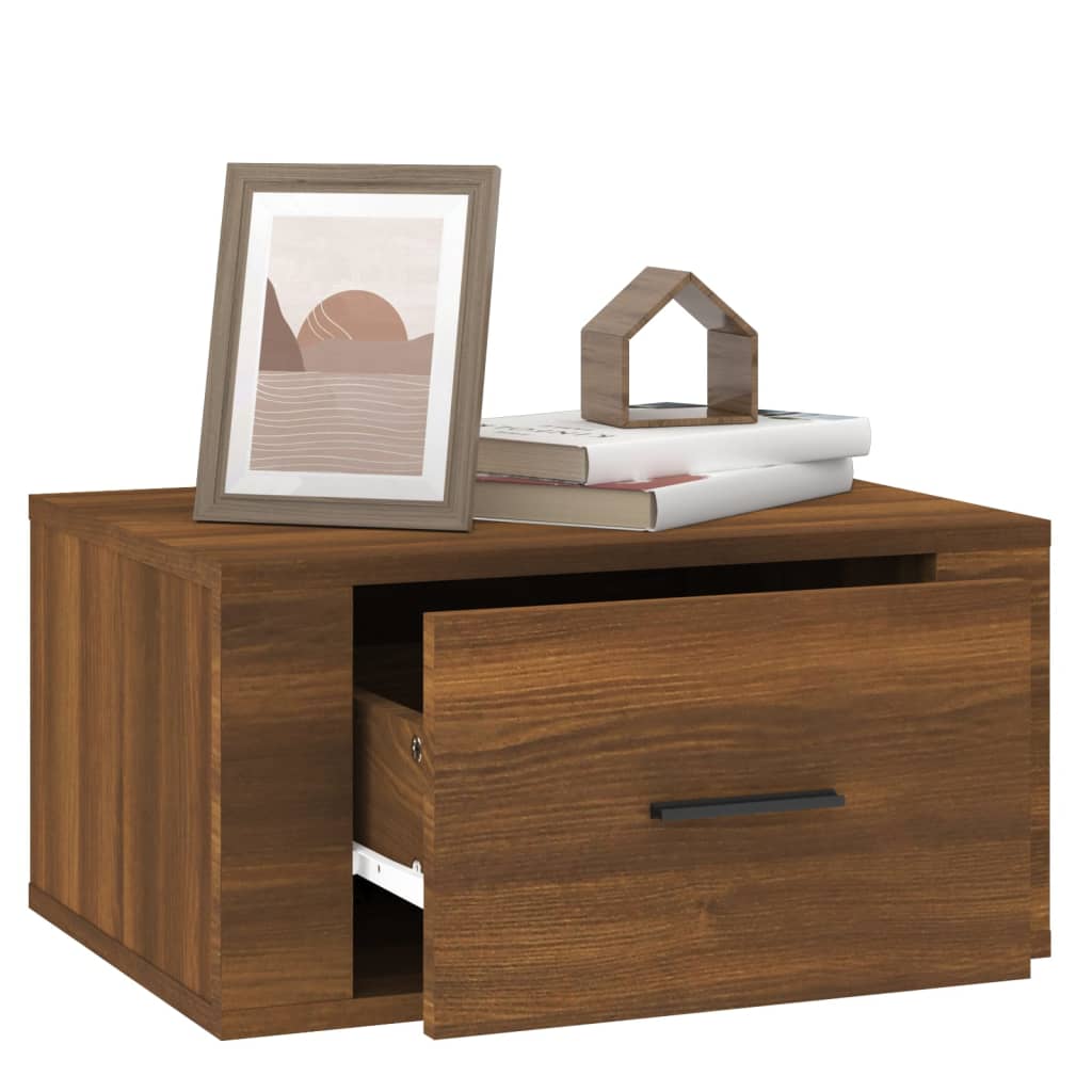 Comodino a Muro Rovere Marrone 50x36x25 cm - homemem39