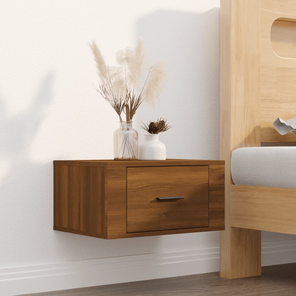 Comodino a Muro Rovere Marrone 50x36x25 cm - homemem39