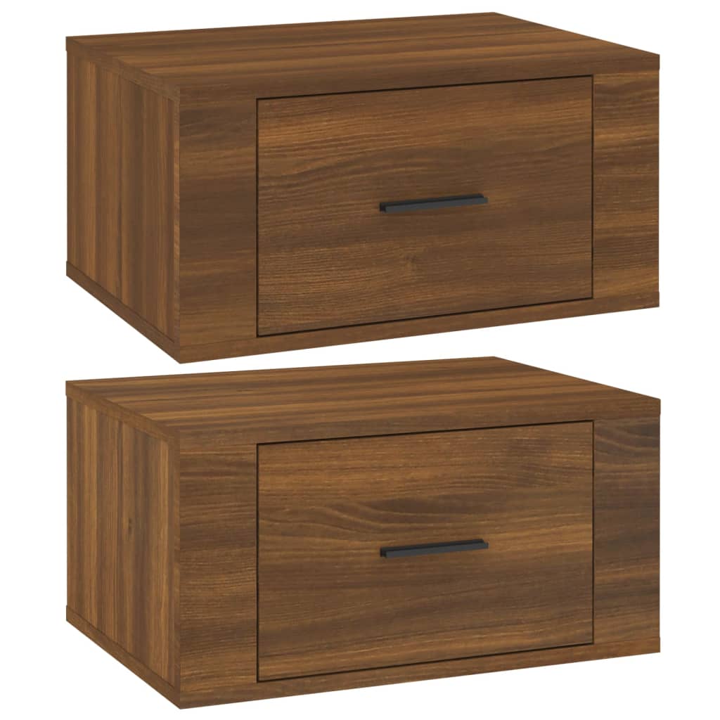 Comodini a Muro 2 pz Rovere Marrone 50x36x25 cm - homemem39